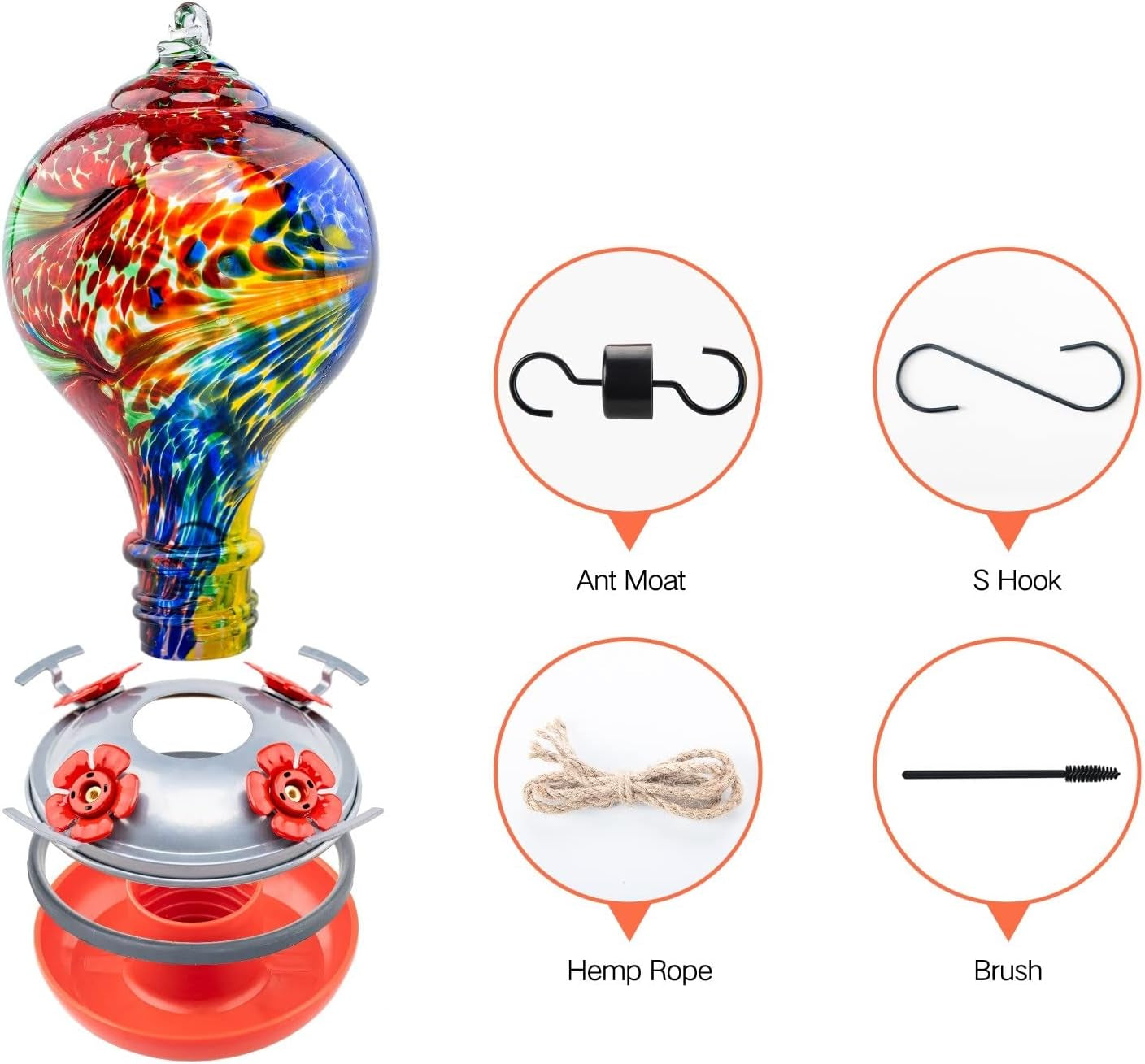 32OZ Humming Bird Feeder Ant Moat,Gifts for Bird Lover,Gardening Backyard Decor Hummingbird Nectar Capacity,Nebula