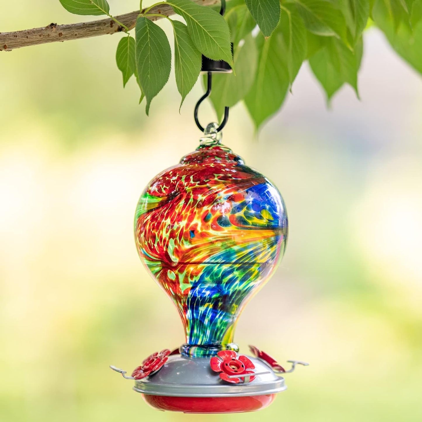 32OZ Humming Bird Feeder Ant Moat,Gifts for Bird Lover,Gardening Backyard Decor Hummingbird Nectar Capacity,Nebula