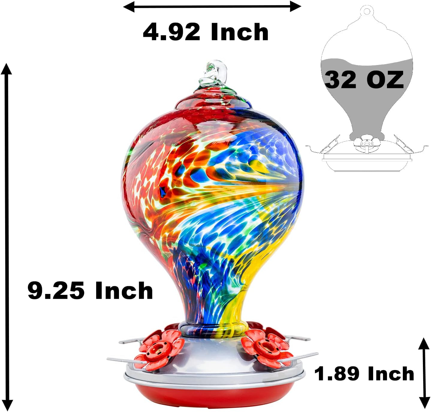 32OZ Humming Bird Feeder Ant Moat,Gifts for Bird Lover,Gardening Backyard Decor Hummingbird Nectar Capacity,Nebula